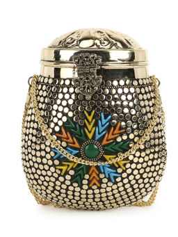 Anekaant - Cask Gold and Multi Metal Floral Mosaic Clutch