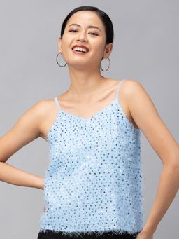 Globus - Blue Embellished Strappy Top
