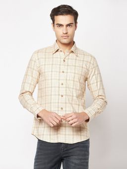 CRIMSOUNE CLUB - Men Plaid Fawn Shirt