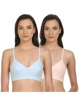 Bodycare - Padded T-Shirt Bra In Peach-Sky Color (Pack of 2)