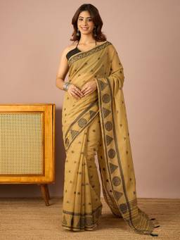InWeave - Women Cotton Green Printed Saree