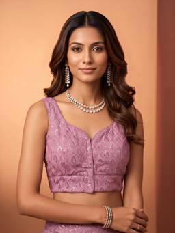 Akhilam - Lavender Georgette Sequins Blouse