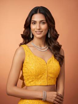 Akhilam - Yellow Georgette Sequins Blouse