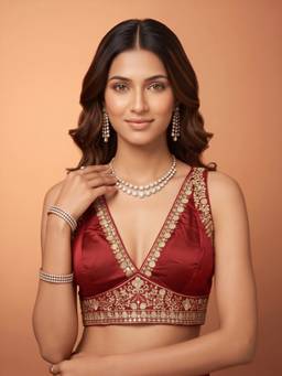 Akhilam - Maroon Silk Blend Sequins Blouse