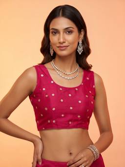 Akhilam - Pink Chinnon Sequins Blouse