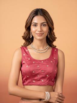 Akhilam - Pink Chinnon Sequins Blouse