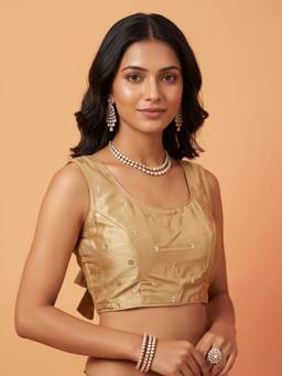 Akhilam - Gold Chinnon Sequins Blouse