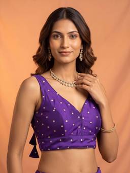 Akhilam - Purple Silk Blend Embellished Blouse