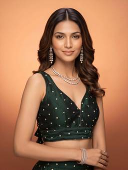 Akhilam - Green Silk Blend Embellished Blouse