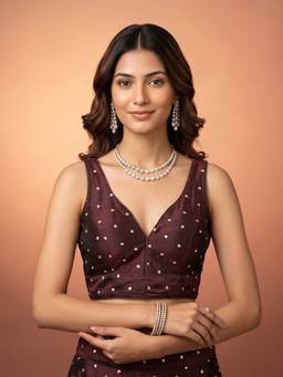 Akhilam - Brown Silk Blend Embellished Blouse