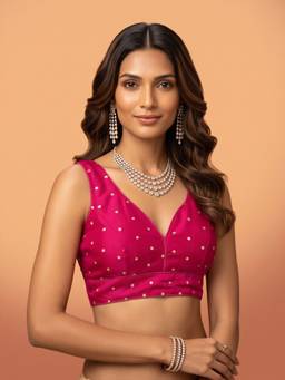 Akhilam - Pink Silk Blend Embellished Blouse