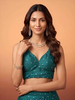 Akhilam - Teal Silk Blend Embellished Blouse
