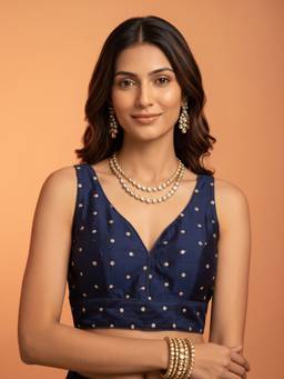 Akhilam - Blue Silk Blend Embellished Blouse