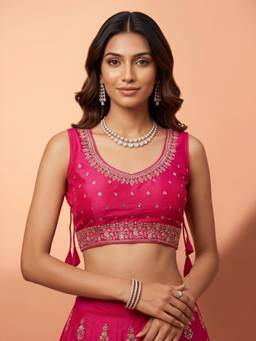 Akhilam - Pink Silk Blend Sequins Blouse