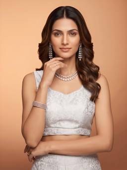 Sareemall - White Silk Blend Jacquard Blouse