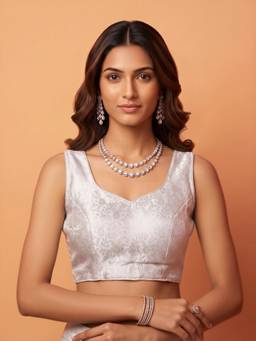Sareemall - White Silk Blend Jacquard Blouse