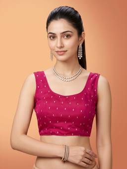Sareemall - Pink Silk Blend Sequins Blouse