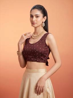 Sareemall - Brown Silk Blend Sequins Blouse