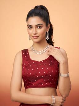 Sareemall - Maroon Silk Blend Sequins Blouse