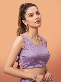 Sareemall - Lavender Silk Blend Sequins Blouse