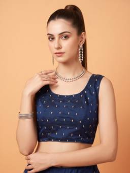 Sareemall - Blue Silk Blend Sequins Blouse