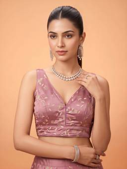 Sareemall - Mauve Silk Blend Thread Work Blouse