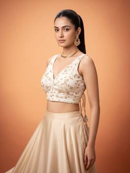 Sareemall - White Silk Blend Thread Work Blouse