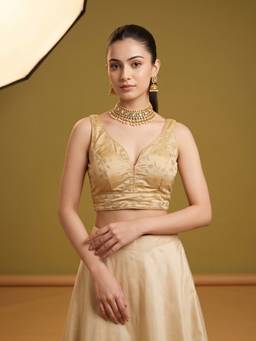 Sareemall - Gold Silk Blend Thread Work Blouse