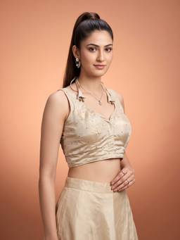 Sareemall - Cream Dupion Silk Sequins Blouse