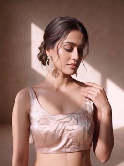 Sareemall - Ivory Silk Blend Solid Blouse