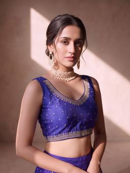 Sareemall - Blue Silk Blend Sequins Blouse