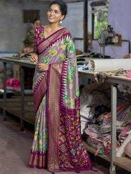 Akhilam - Women Tussar Silk Lavender Woven Designer Handloom Saree