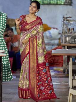 Akhilam - Women Tussar Silk Maroon Woven Designer Handloom Saree