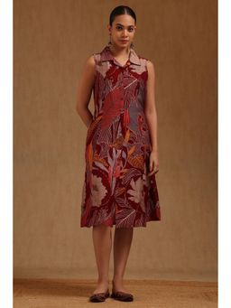 Soch - Maroon Printed Knee Length Dress