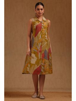 Soch - Olive Printed Knee Length Dress