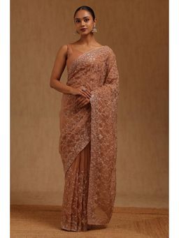 Soch - Peach Embellished Saree with Unstitched Blouse