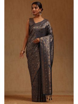 Soch - Blue Woven Saree with Unstitched Blouse