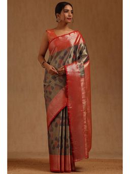 Soch - Olive Woven Saree with Unstitched Blouse