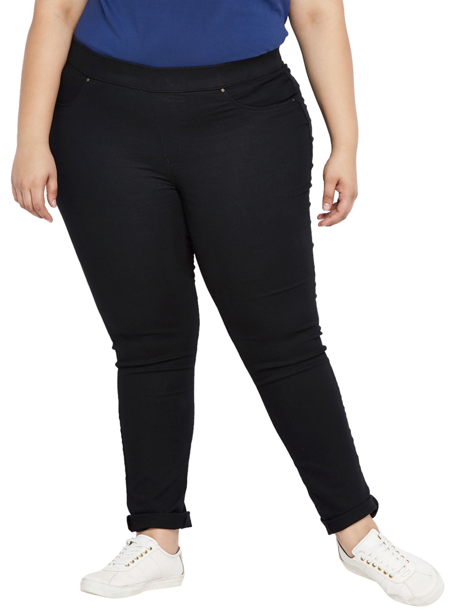 Buy aLL Plus Size Black Solid Jeggings 
