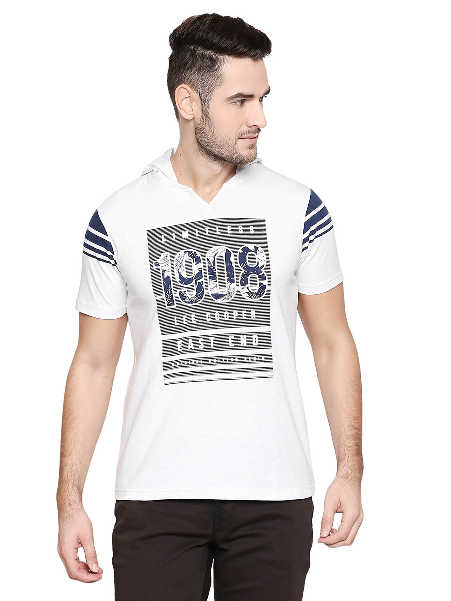Lee Cooper Grey Melange Printed T-Shirt 