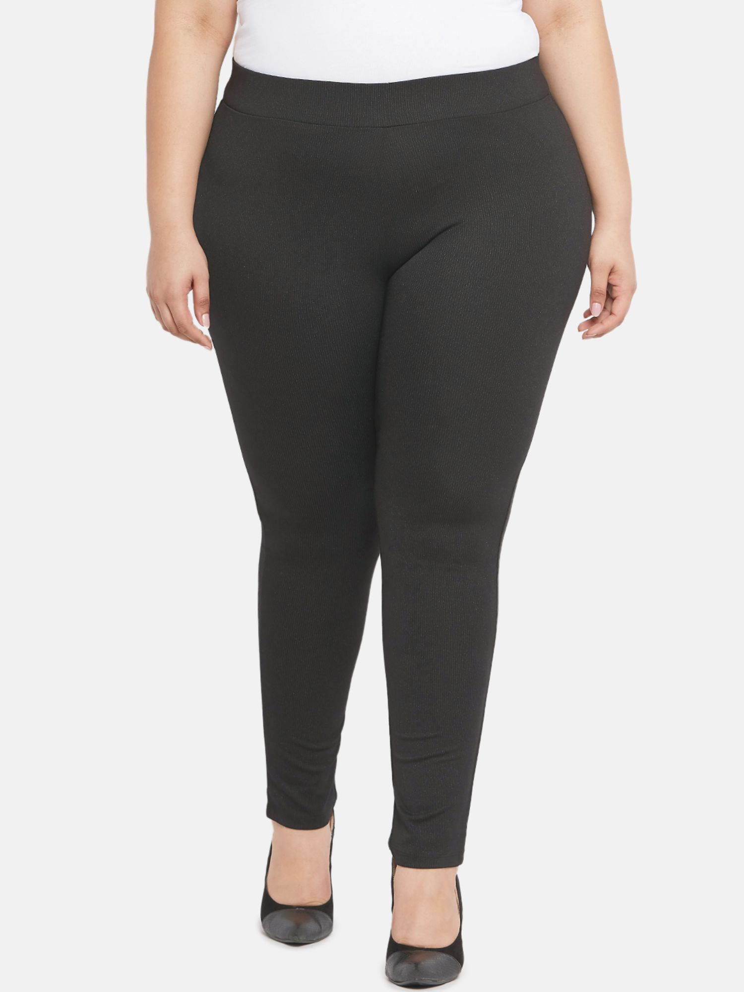 Plus Size Black Stripes Leggings 