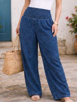 Angloindu - Women Blue Denim Straight-Fit Maternity Pant