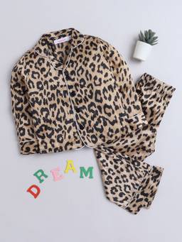 Hopscotch - Unisex Brown Animal Print Shirt and Pyjama