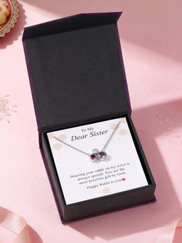 Ornate Jewels - 925 Silver Rhodium Plating Multi Stone Trilogy Bubble Necklace for Women & Girls