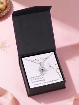 Ornate Jewels - 925 Silver Round Blue Sapphire Sparkle Pendant with Chain for Women & Girls