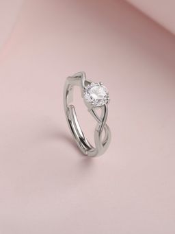 Ornate Jewels - 925 Silver Rhodium Plated American Diamond Infinity Sparkle Ring for Women & Girls