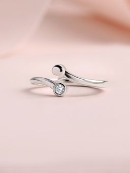 Ornate Jewels - 925 Silver Rhodium Plated Round American Diamond Lightweight Ring for Women & Girls