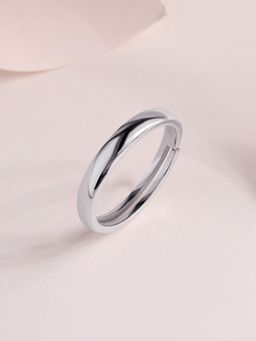 Ornate Jewels - 925 Silver Rhodium Plated Classic Plain Band Ring for Men & Boys