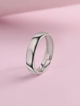 Ornate Jewels - 925 Silver Rhodium Plated Thick Plain Lightweight Band Ring for Men & Boys