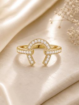 Ornate Jewels - 925 Silver Yellow Gold American Diamond Eternal Sparkle Ring for Women & Girls